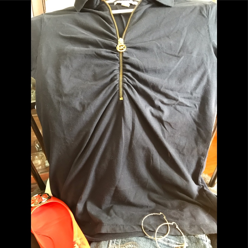 MICHAEL Michael Kors Navy Blue Ruched top.